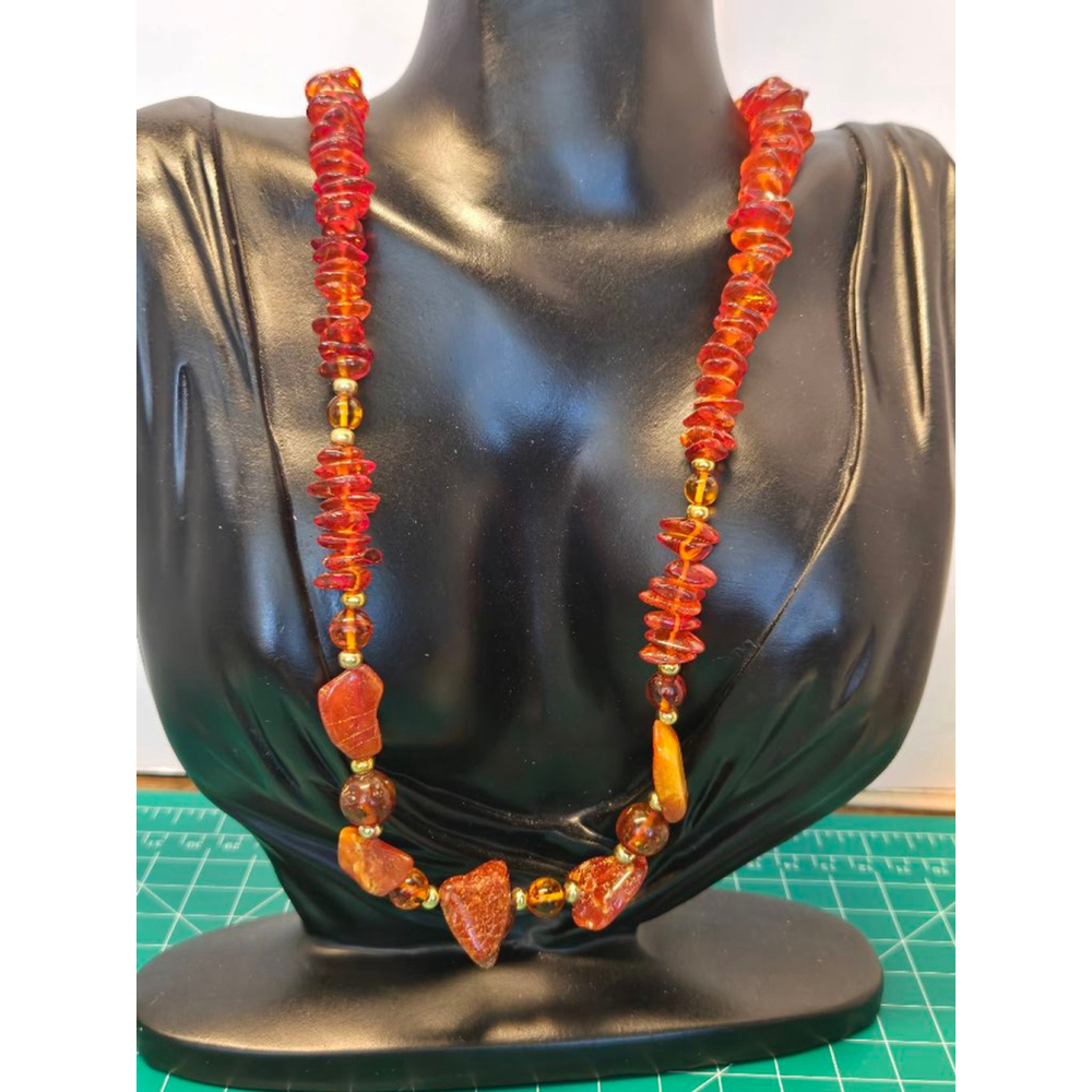 Vtg unique necklace real amber